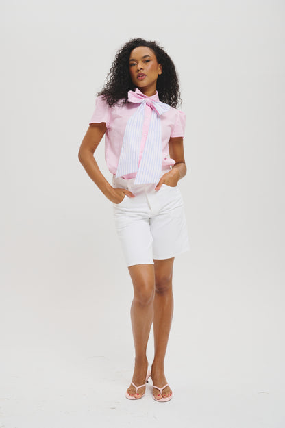 The Sahra Blouse in striped pink