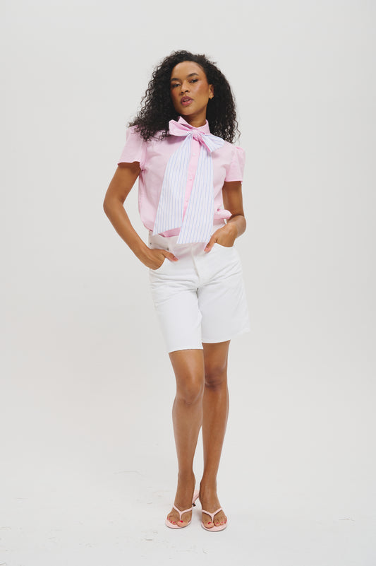 The Sahra Blouse in striped pink