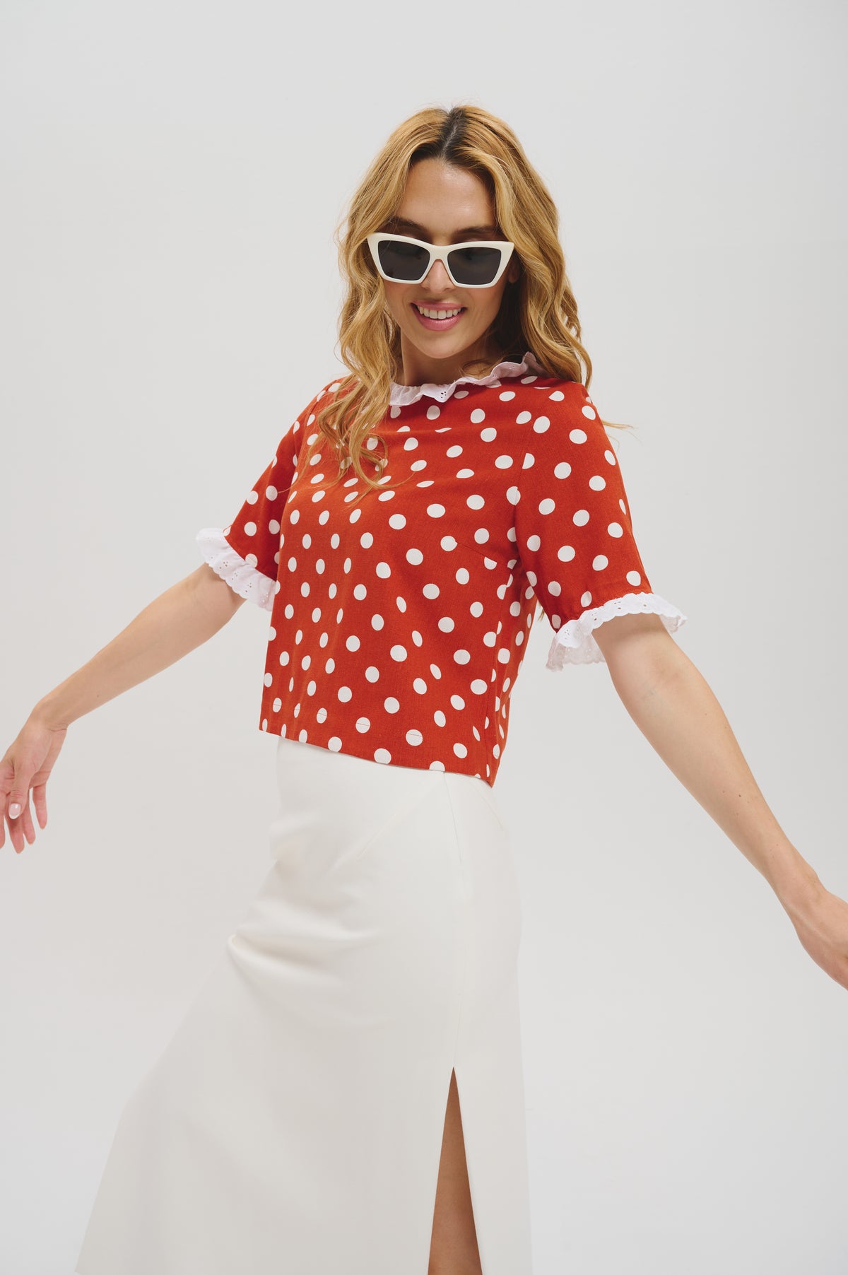 The Laetitia top in Polkadot