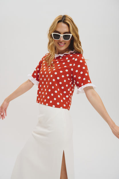 The Laetitia top in Polkadot