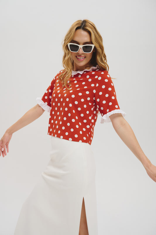 The Laetitia top in Polkadot