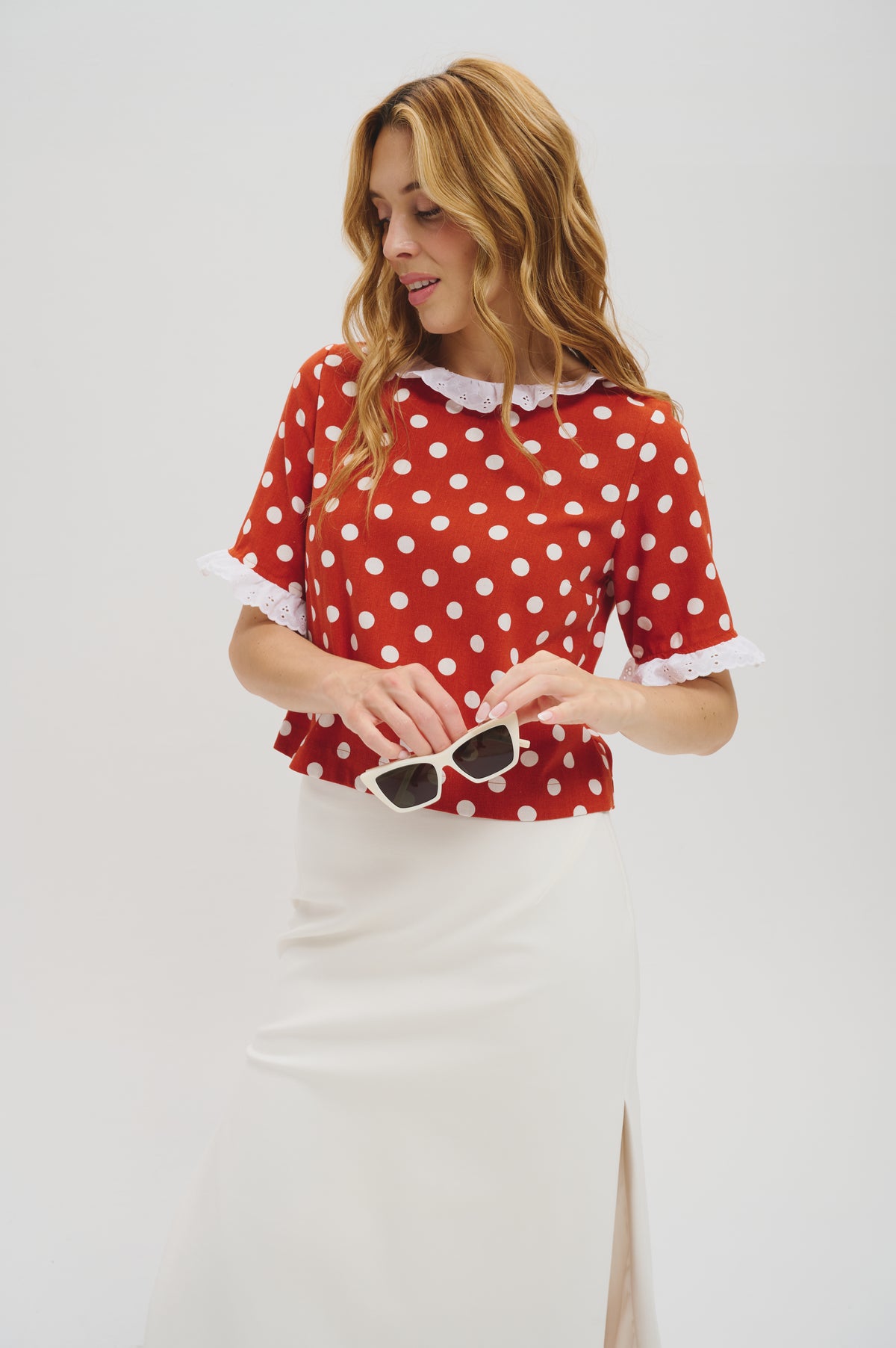 The Laetitia top in Polkadot