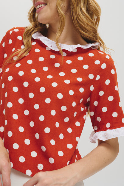 The Laetitia top in Polkadot