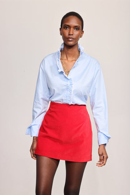 The Josephine in blue with white trim