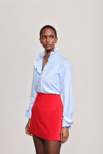 The Josephine in blue with white trim