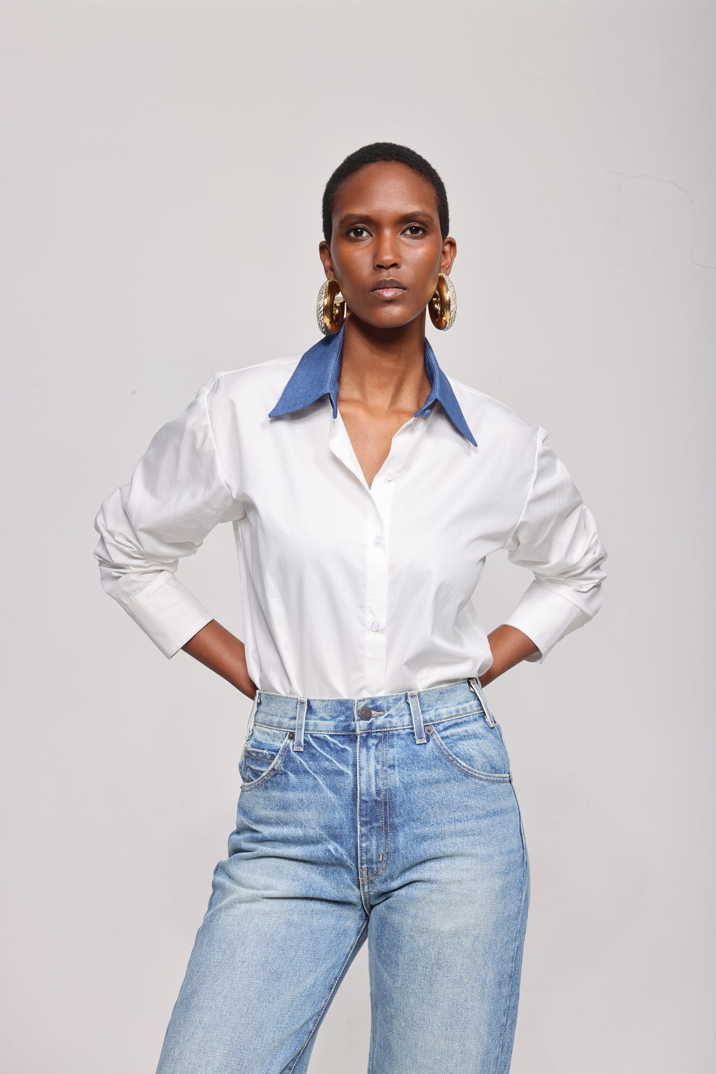 The Valentine in White/Denim