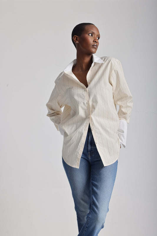 The Valentine in beige and white
