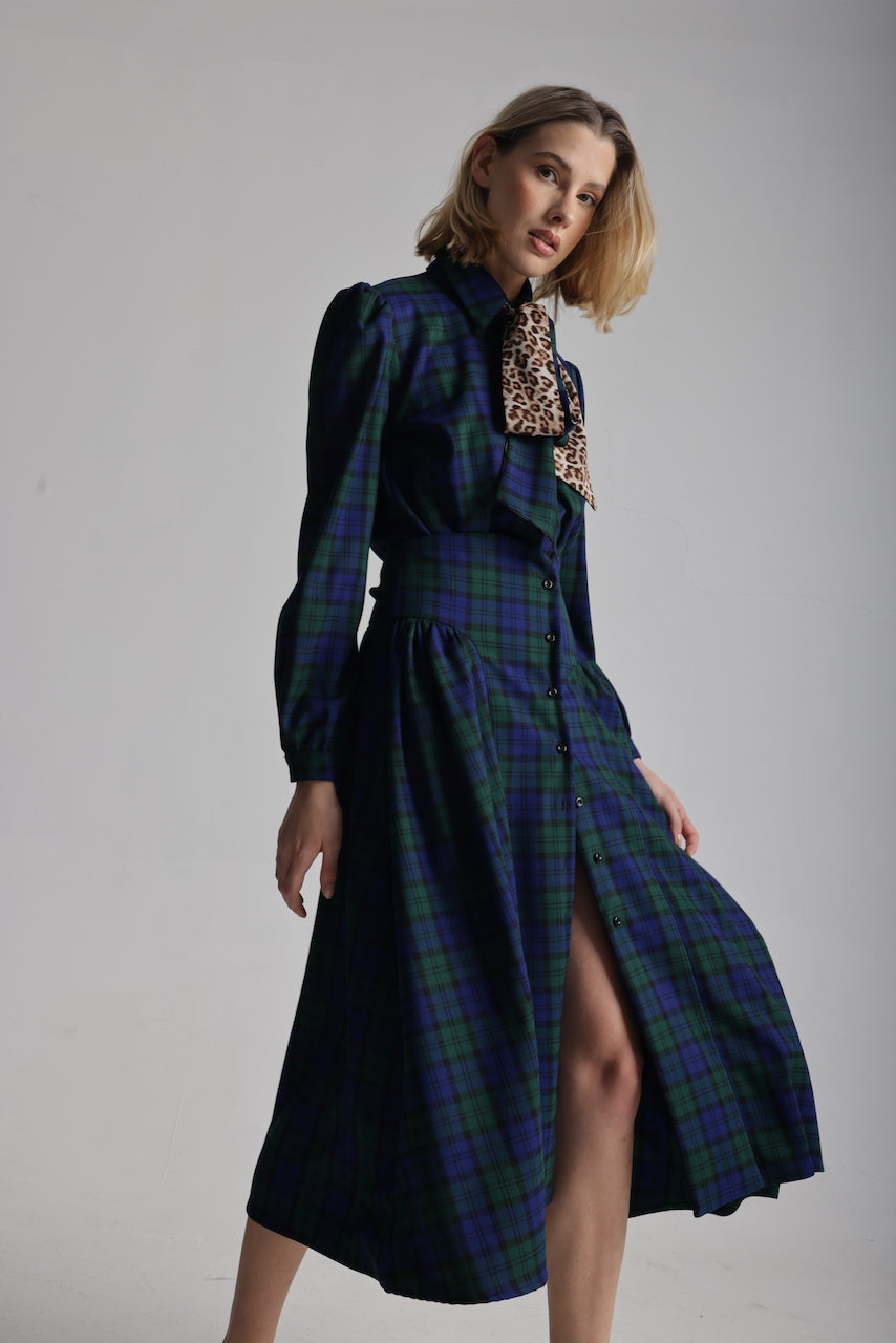 The Marion Skirt in Blue Tartan