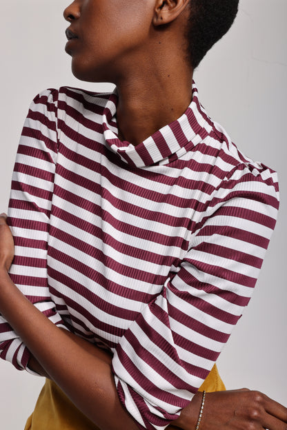 The Patricia in striped burgundy/white